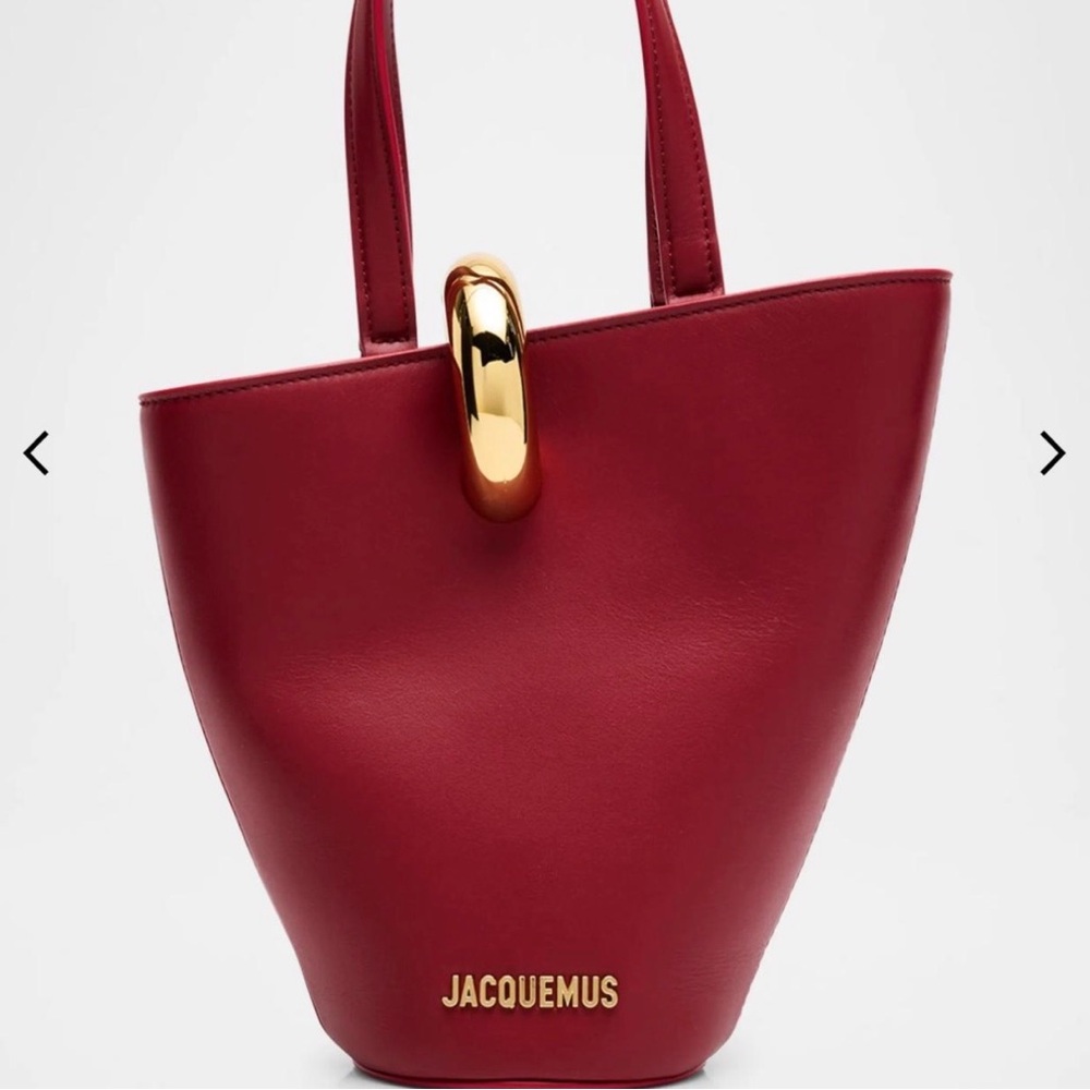 Jacquemus Cherry Red Tote with Gold Accent